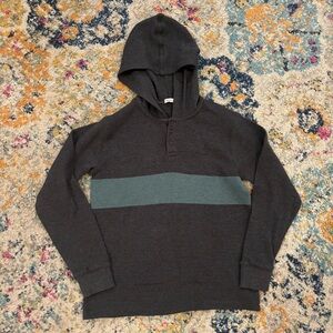 KATIN USA Horizon LS Waffle Thermal Grey teal Hooded Sweater Boys Medium 10-12